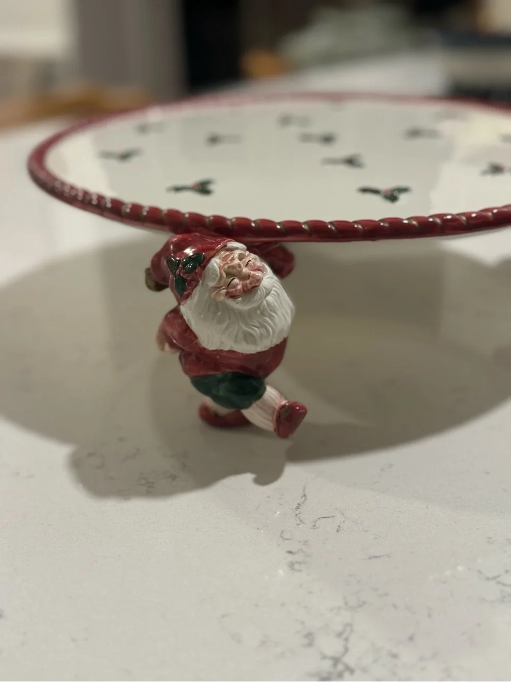 Rare / Fitz & Floyd Old World Christmas Elves 12-Inch Pedestal Cake Stand